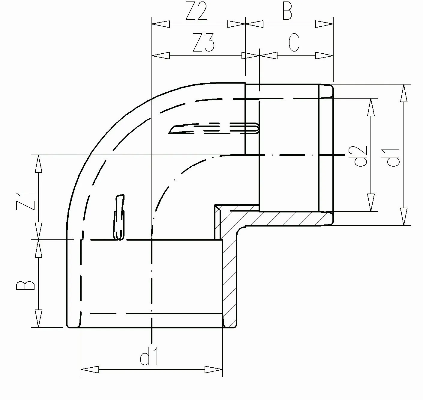 KOLANO REDUKCYJNE PVC 90' KW/KZ/KW